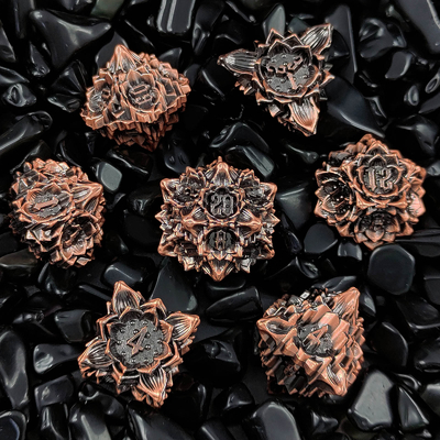 Lotus Metal Dice Set DND Zindan ve Ejderhalar TRPG Polyhedral COC D6 Masa oyunu