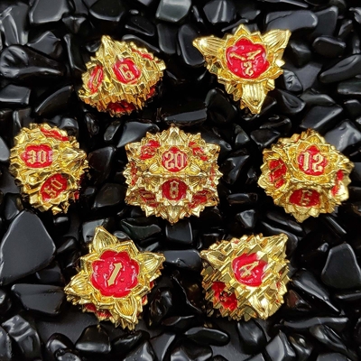 Lotus Metal Dice Set DND Zindan ve Ejderhalar TRPG Polyhedral COC D6 Masa oyunu
