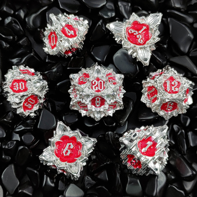 Lotus Metal Dice Set DND Zindan ve Ejderhalar TRPG Polyhedral COC D6 Masa oyunu
