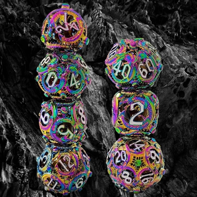 Longkong Circle Metal Dice Set DND Zindan ve Çoklu Noodle RPG Satranç Oyunları