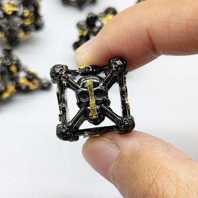 Hollow Skull Multi Face Metal Dice Set Zindan ve Ejderha RPG # DND