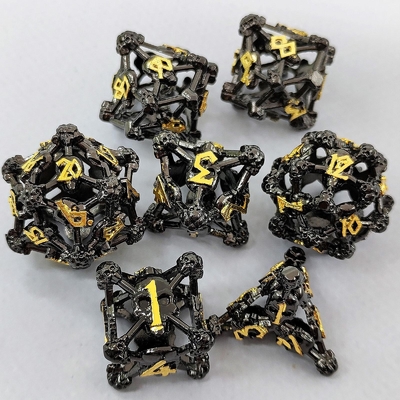 Hollow Skull Multi Face Metal Dice Set Zindan ve Ejderha RPG # DND