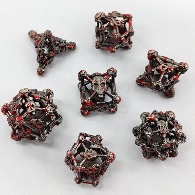 Hollow Skull Multi Face Metal Dice Set Zindan ve Ejderha RPG # DND
