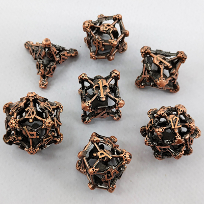 Hollow Skull Multi Face Metal Dice Set Zindan ve Ejderha RPG # DND