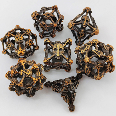 Hollow Skull Multi Face Metal Dice Set Zindan ve Ejderha RPG # DND