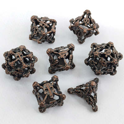 Hollow Skull Multi Face Metal Dice Set Zindan ve Ejderha RPG # DND
