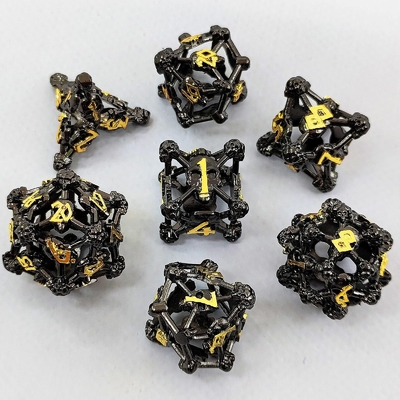 Hollow Skull Multi Face Metal Dice Set Zindan ve Ejderha RPG # DND
