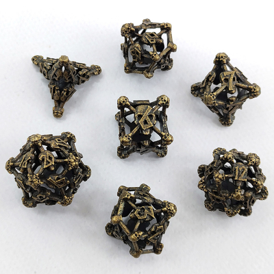 Hollow Skull Multi Face Metal Dice Set Zindan ve Ejderha RPG # DND