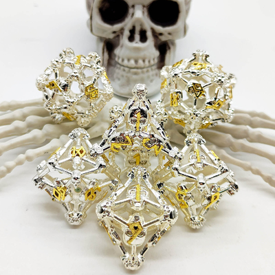 Hollow Skull Multi Face Metal Dice Set Zindan ve Ejderha RPG # DND