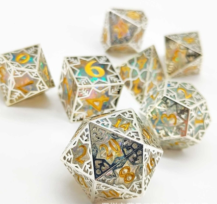 Gümüş Metal Çerçeve reçine zar seti DND#RPG#COC Zindan ve Ejderha