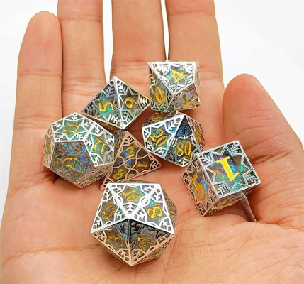 Gümüş Metal Çerçeve reçine zar seti DND#RPG#COC Zindan ve Ejderha