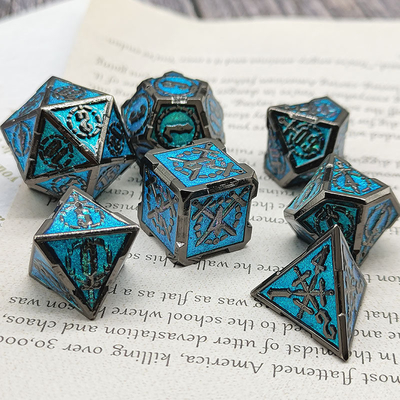 Kılıç Metal RPG Dice El Poli Cruzu Zindan Ve Uzun DND#