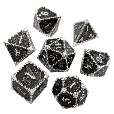 Çok yönlü Metal RPG Dice Uçan Ejderha Katı Pürüzsüz Ejderha DND