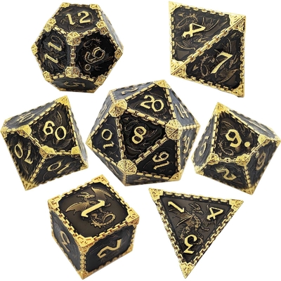 Çok yönlü Metal RPG Dice Uçan Ejderha Katı Pürüzsüz Ejderha DND