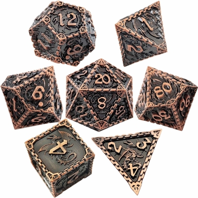 Çok yönlü Metal RPG Dice Uçan Ejderha Katı Pürüzsüz Ejderha DND