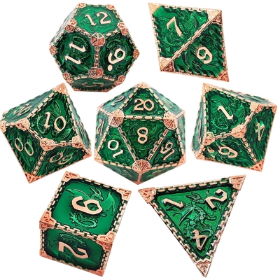 Çok yönlü Metal RPG Dice Uçan Ejderha Katı Pürüzsüz Ejderha DND