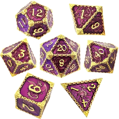 Çok yönlü Metal RPG Dice Uçan Ejderha Katı Pürüzsüz Ejderha DND