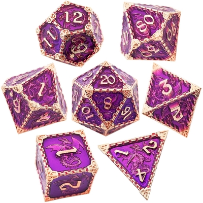 Çok yönlü Metal RPG Dice Uçan Ejderha Katı Pürüzsüz Ejderha DND
