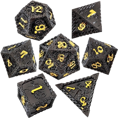 Çok yönlü Metal RPG Dice Uçan Ejderha Katı Pürüzsüz Ejderha DND