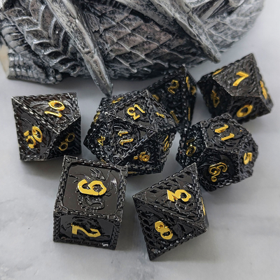 Çok yönlü Metal RPG Dice Uçan Ejderha Katı Pürüzsüz Ejderha DND