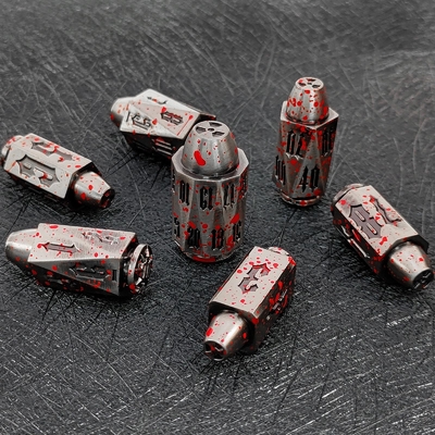 Bullet Head Multiface Metal Dice Set Masaüstü Oyunu DND#RPG#COC