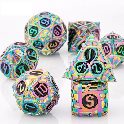Dikenler Çizgili Metal Dice Set Fantezi DND Çok yönlü Masa oyunu