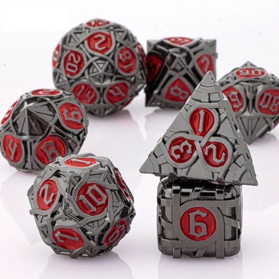 Dikenler Çizgili Metal Dice Set Fantezi DND Çok yönlü Masa oyunu