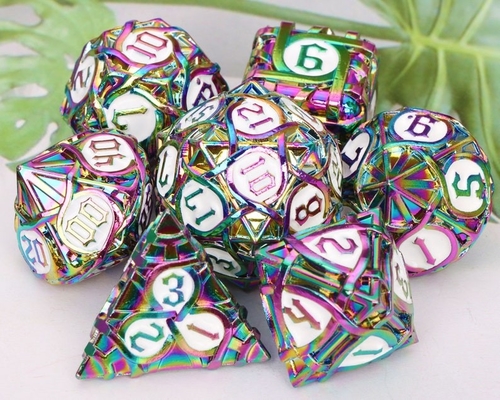 Dikenler Çizgili Metal Dice Set Fantezi DND Çok yönlü Masa oyunu