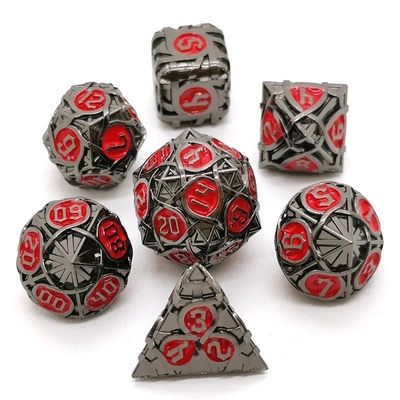 Dikenler Çizgili Metal Dice Set Fantezi DND Çok yönlü Masa oyunu