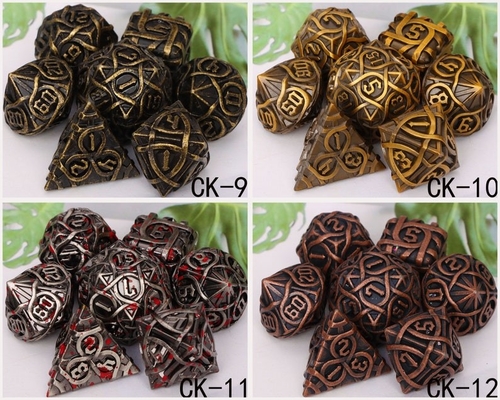 Dikenler Çizgili Metal Dice Set Fantezi DND Çok yönlü Masa oyunu