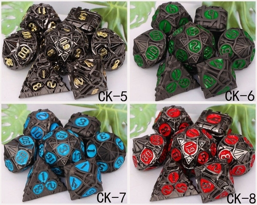 Dikenler Çizgili Metal Dice Set Fantezi DND Çok yönlü Masa oyunu