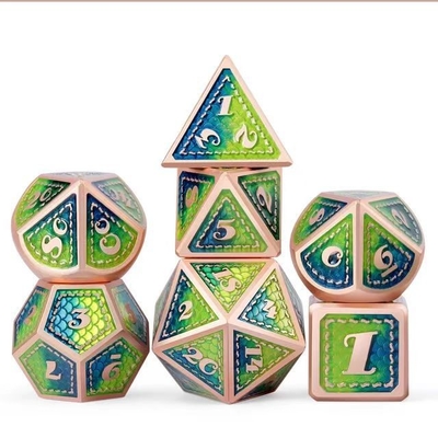 Ejderha Ölçeği Katı Metal Dice Set Çok Renkli DND RPG Parlak Renkler