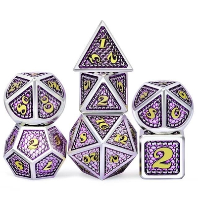 Ejderha Ölçeği Katı Metal Dice Set Çok Renkli DND RPG Parlak Renkler