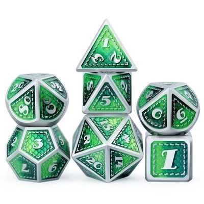 Ejderha Ölçeği Katı Metal Dice Set Çok Renkli DND RPG Parlak Renkler