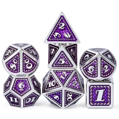 Ejderha Ölçeği Katı Metal Dice Set Çok Renkli DND RPG Parlak Renkler
