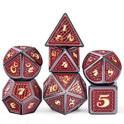 Ejderha Ölçeği Katı Metal Dice Set Çok Renkli DND RPG Parlak Renkler