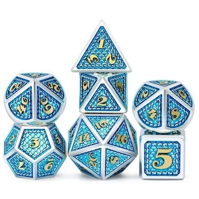 Ejderha Ölçeği Katı Metal Dice Set Çok Renkli DND RPG Parlak Renkler