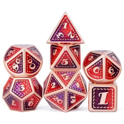 Ejderha Ölçeği Katı Metal Dice Set Çok Renkli DND RPG Parlak Renkler