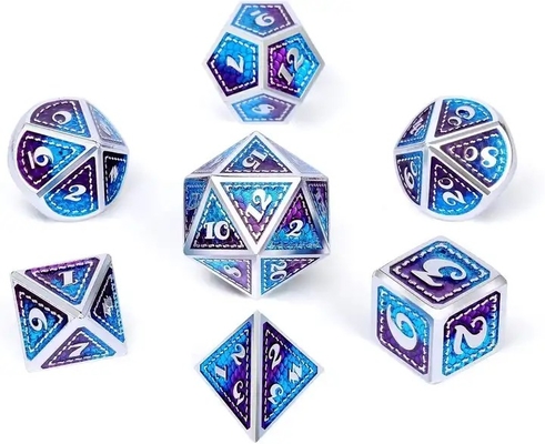 Ejderha Ölçeği Katı Metal Dice Set Çok Renkli DND RPG Parlak Renkler