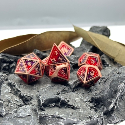 Ejderha Ölçeği Katı Metal Dice Set Çok Renkli DND RPG Parlak Renkler