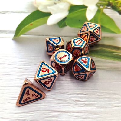 DND RPG Solid Metal Dice Suits Elektro Yüzme Teknolojisi Gezgin Dünya