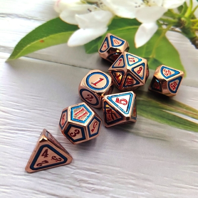 DND RPG Solid Metal Dice Suits Elektro Yüzme Teknolojisi Gezgin Dünya