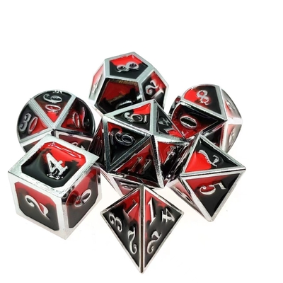 Renkli Enamel İşçiliği Katı Metal Dice Ejderha Ve Tahta Oyunu DND RPG
