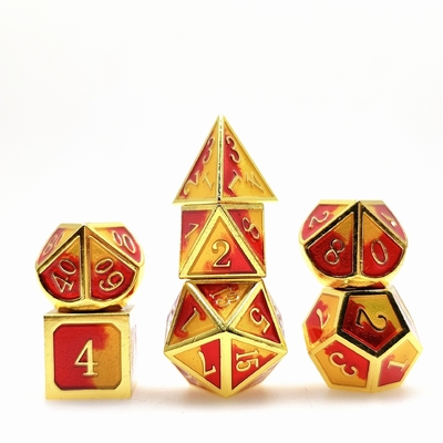 Renkli Enamel İşçiliği Katı Metal Dice Ejderha Ve Tahta Oyunu DND RPG