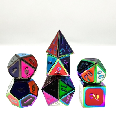 Renkli Enamel İşçiliği Katı Metal Dice Ejderha Ve Tahta Oyunu DND RPG