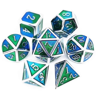 Renkli Enamel İşçiliği Katı Metal Dice Ejderha Ve Tahta Oyunu DND RPG