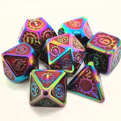 Renkli Gear Solid Metal Dice Set Board Game Kuusu DND RPG