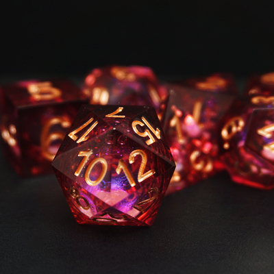 Red Flow Sand Sıvı reçine zarı seti RPG DND COC Koşu grubu