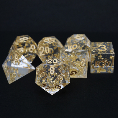 El sanatı Altın folyo reçine RPG zar seti Ejderha ve Kanal#Dnd#Rpg#Coc