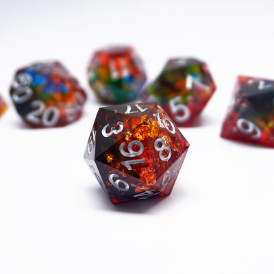 Kırmızı altın folyo reçine zar seti El sanatı özel renk#Rpg#Dnd#Coc